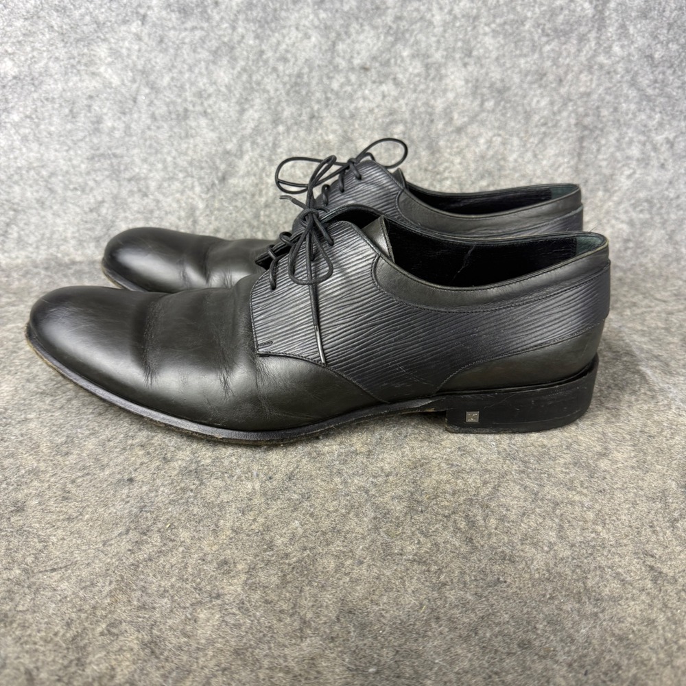 Louis Vuitton Mens Epi Leather Derby Dress Shoes Black LV Logo Made in Italy 10